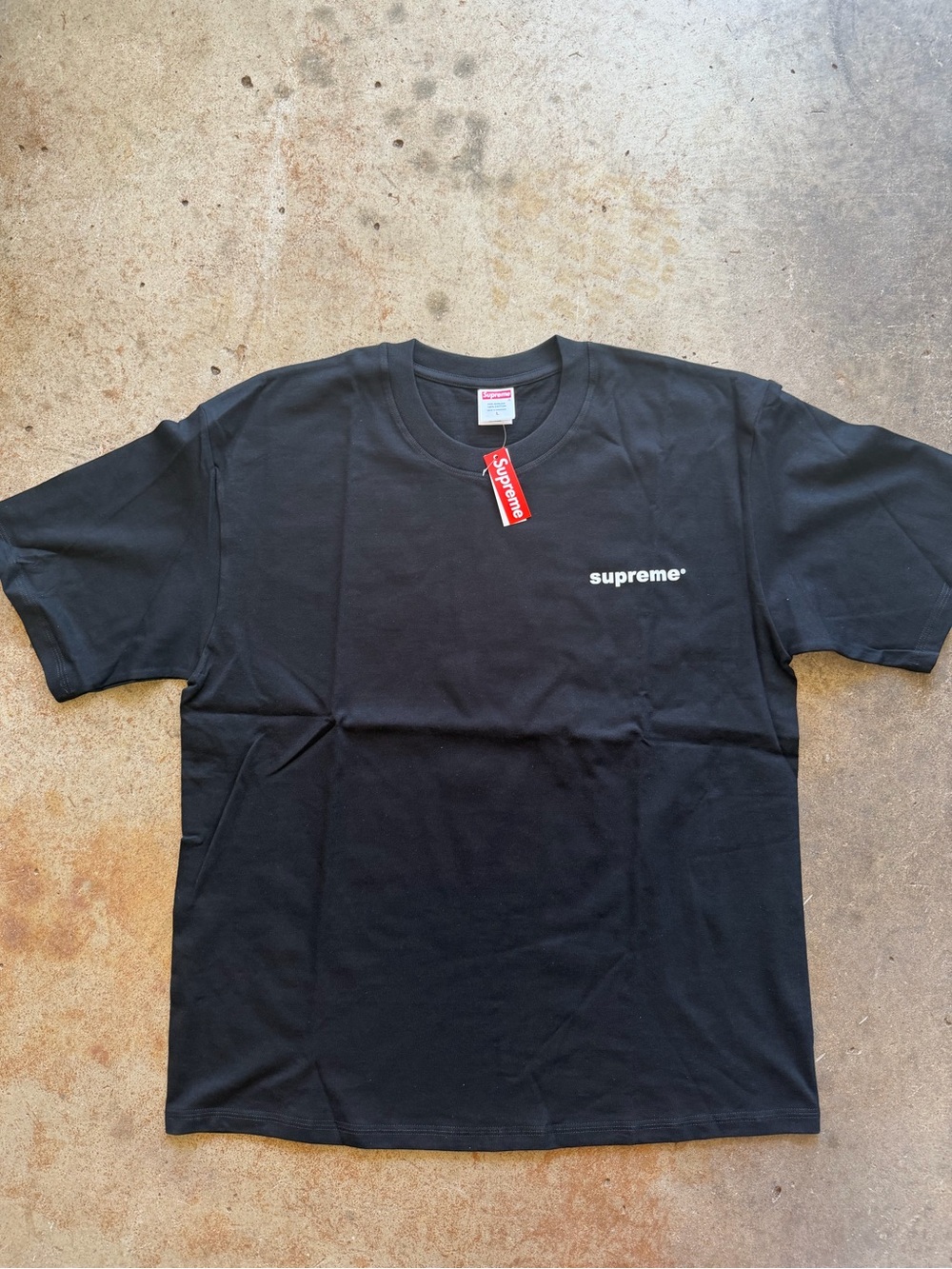 Supreme Black Crewneck Tee with Small White Chest Logo